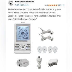 HealthmateForever Silver Powerful Electrotherapy Pain Relief TENS Unit